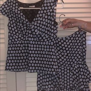 Ann taylor blue and brown polka dot set